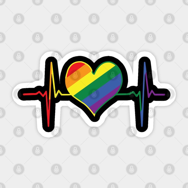 LGBT Pride Heartbeat Pulse Rainbow Sticker by little.tunny